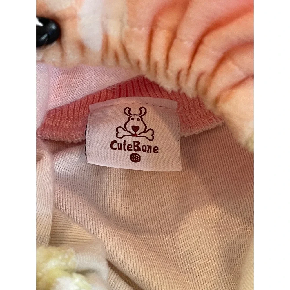 CuteBone Dog Pajamas Rainbow Ombre Paw Print Fleece Pet One Piece XS